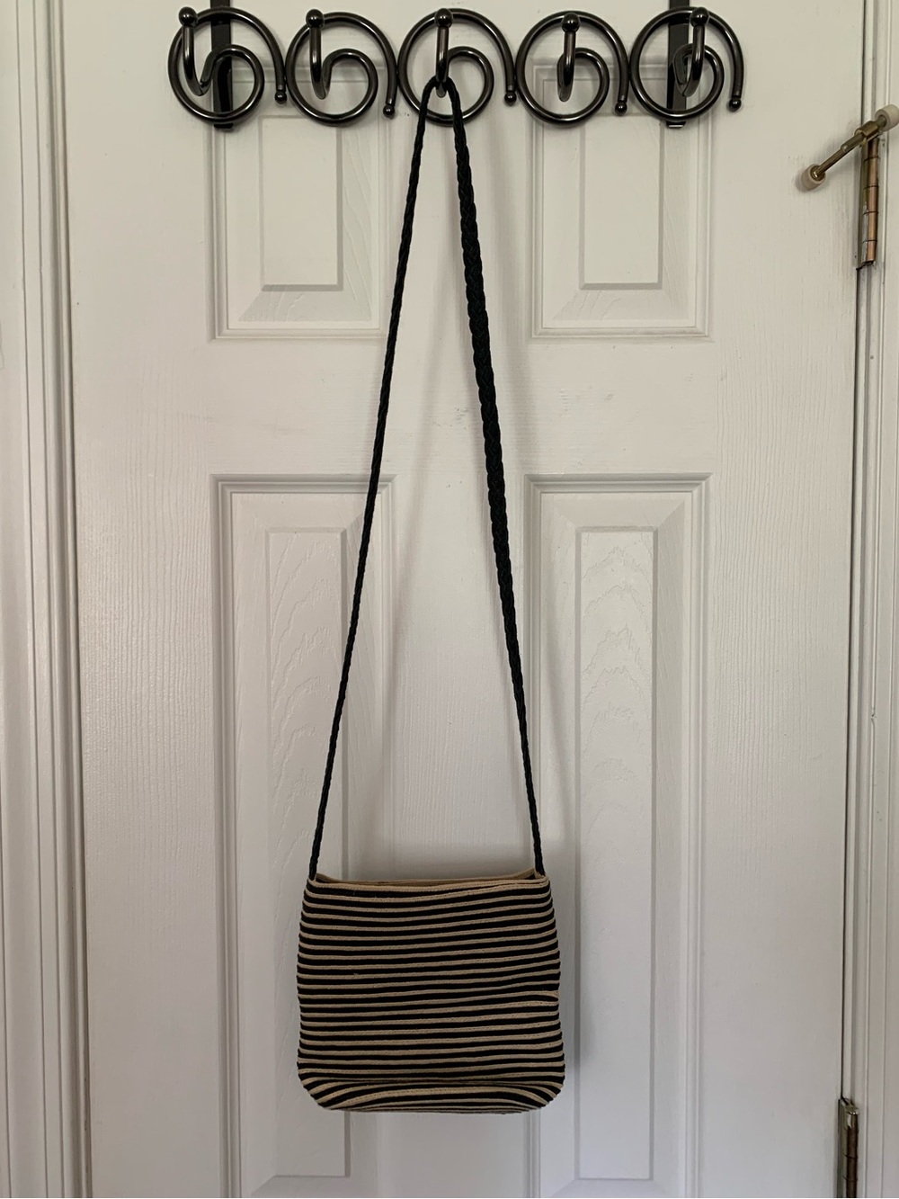 Vintage Liz Claiborne Black & Tan Stripe Crossbody